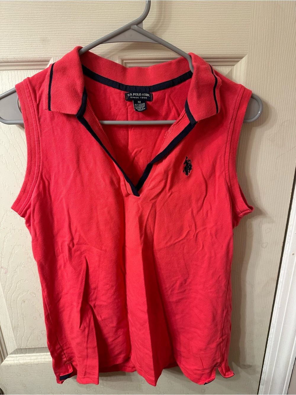 U.S. Polo Assn. Sleeveless Polo Top - Coral